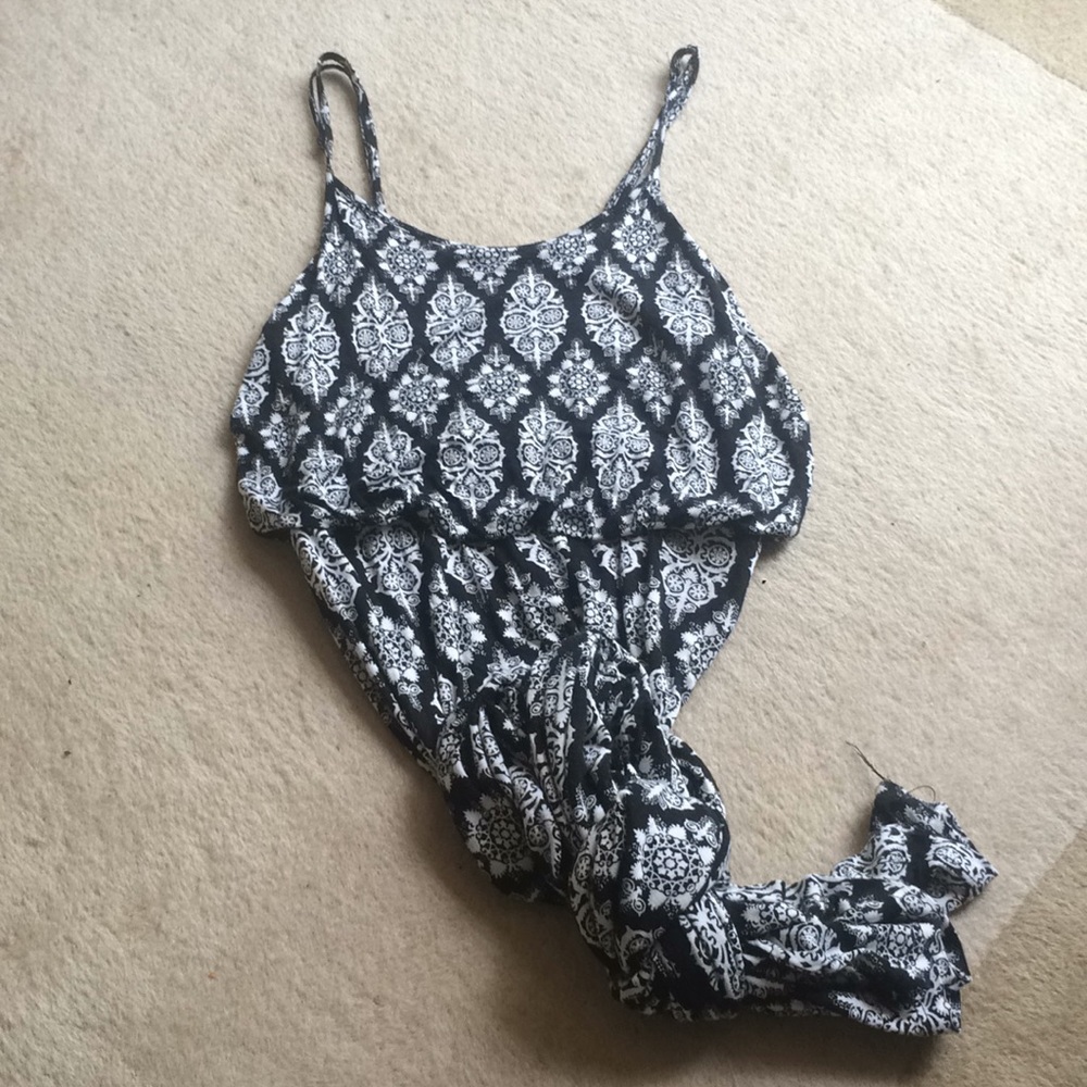 Black and white patterned maxi dress